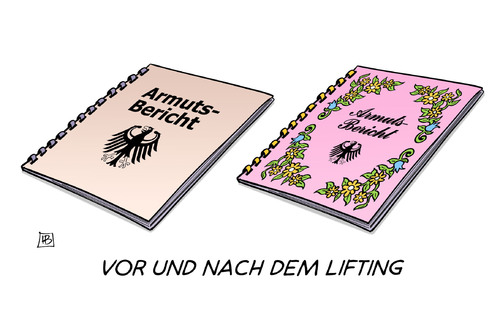 Cartoon: Armutsbericht geliftet (medium) by Harm Bengen tagged armutsbericht,lifting,bundesregierung,geschönt,zensiert,zensur,harm,bengen,cartoon,karikatur,armutsbericht,lifting,bundesregierung,geschönt,zensiert,zensur,harm,bengen,cartoon,karikatur