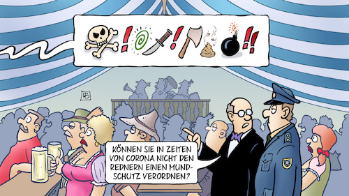 Cartoon: Aschermittwochsschutz (medium) by Harm Bengen tagged politischer,aschermittwoch,coronavirus,krankheit,pandemie,panik,redner,mundschutz,polizei,harm,bengen,cartoon,karikatur,politischer,aschermittwoch,coronavirus,krankheit,pandemie,panik,redner,mundschutz,polizei,harm,bengen,cartoon,karikatur