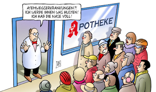 Cartoon: Atemwegserkrankungen (medium) by Harm Bengen tagged atemwegserkrankungen,husten,nase,winter,apotheke,gesundheit,krank,virus,harm,bengen,cartoon,karikatur,atemwegserkrankungen,husten,nase,winter,apotheke,gesundheit,krank,virus,harm,bengen,cartoon,karikatur