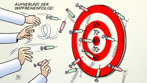 Cartoon: Aufhebung Impfreihenfolge (medium) by Harm Bengen tagged aufhebung,impfreihenfolge,impfen,corona,zielscheibe,darts,impfgipfel,harm,bengen,cartoon,karikatur,aufhebung,impfreihenfolge,impfen,corona,zielscheibe,darts,impfgipfel,harm,bengen,cartoon,karikatur