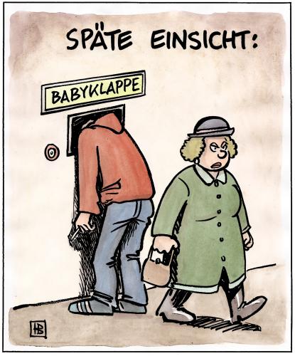 Cartoon: Babyklappe (medium) by Harm Bengen tagged babyklappe,babyklappe,kinder,nachwuchs,babies,spät,sohn,abgeben,jugend,loswerden,entsorgen,klappe,familie,ärger,enttäuschung,zorn,krankenhaus,babystation,kinderstation,geburtsabteilung,kinderkrankenschwester,kreissaal,gynäkologe,hebamme,kindesaussetzung,vereinsamung,verrohung