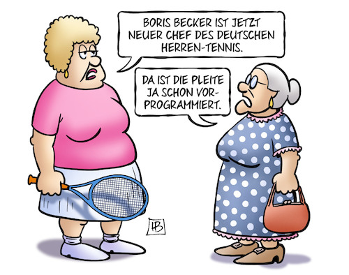 Cartoon: Becker Tennischef (medium) by Harm Bengen tagged boris,becker,tennischef,chef,herren,tennis,pleite,vorprogrammiert,susemil,harm,bengen,cartoon,karikatur,boris,becker,tennischef,chef,herren,tennis,pleite,vorprogrammiert,susemil,harm,bengen,cartoon,karikatur