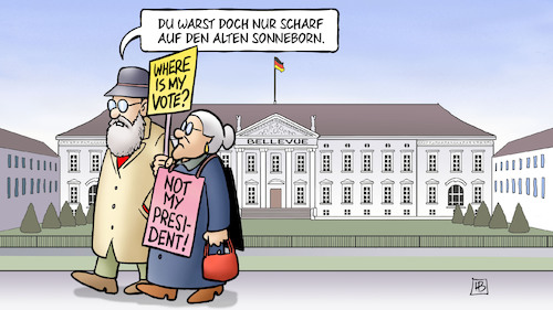 Cartoon: Bellevue-Protest (medium) by Harm Bengen tagged sonneborn,kandidat,susemil,bellevue,berlin,protest,steinmeier,bundespräsidentenwahl,harm,bengen,cartoon,karikatur,sonneborn,kandidat,susemil,bellevue,berlin,protest,steinmeier,bundespräsidentenwahl,harm,bengen,cartoon,karikatur