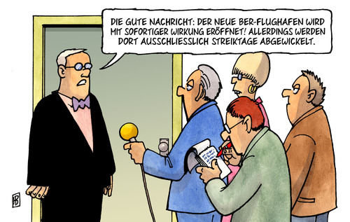 Cartoon: BER-Eröffnung (medium) by Harm Bengen tagged ber,eröffnung,flughafen,bau,verzögerung,streik,luftfahrt,kabinenpersonal,flugbegleiter,ufo,harm,bengen,cartoon,karikatur,ber,eröffnung,flughafen,bau,verzögerung,streik,luftfahrt,kabinenpersonal,flugbegleiter,ufo,harm,bengen,cartoon,karikatur