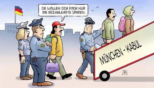 Cartoon: Bezahlkarte (medium) by Harm Bengen tagged bezahlkarte,abschiebungen,asylrecht,asylberechtigte,polizei,flughafen,harm,bengen,cartoon,karikatur,bezahlkarte,abschiebungen,asylrecht,asylberechtigte,polizei,flughafen,harm,bengen,cartoon,karikatur