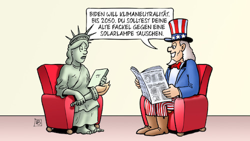 Cartoon: Biden und Klima (medium) by Harm Bengen tagged biden,klimaneutralität,klimawandel,2050,fackel,solarlampe,usa,freiheitsstaue,liberty,uncle,sam,zeitung,lesen,harm,bengen,cartoon,karikatur,biden,klimaneutralität,klimawandel,2050,fackel,solarlampe,usa,freiheitsstaue,liberty,uncle,sam,zeitung,lesen,harm,bengen,cartoon,karikatur