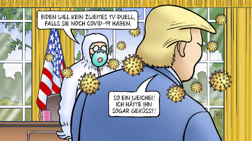 Cartoon: Biden und TV-Duell (medium) by Harm Bengen tagged biden,zweites,tv,duell,covid,19,weichei,schutzanzug,maske,oval,office,donald,trump,corona,virus,infektion,krank,harm,bengen,cartoon,karikatur,biden,zweites,tv,duell,covid,19,weichei,schutzanzug,maske,oval,office,donald,trump,corona,virus,infektion,krank,harm,bengen,cartoon,karikatur