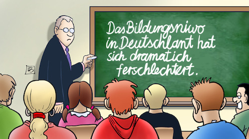 Cartoon: Bildungsniwo (medium) by Harm Bengen tagged bildungsniveau,verschlechtert,bildungsmonitor,schule,lehrer,schüler,tafel,schreibfehler,harm,bengen,cartoon,karikatur,bildungsniveau,verschlechtert,bildungsmonitor,schule,lehrer,schüler,tafel,schreibfehler,harm,bengen,cartoon,karikatur