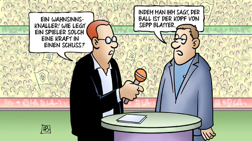 Cartoon: Blatter-Schuss (medium) by Harm Bengen tagged spieler,kraft,schuss,fussball,fifa,blatter,stadion,kopf,harm,bengen,cartoon,karikatur,spieler,kraft,schuss,fussball,fifa,blatter,stadion,kopf,harm,bengen,cartoon,karikatur