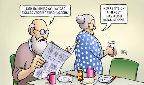 Cartoon: Böller und Knallköppe (medium) by Harm Bengen tagged bundesrat,böllerverbot,beschlossen,silvester,feuerwerk,corona,susemil,knallköppe,harm,bengen,cartoon,karikatur,bundesrat,böllerverbot,beschlossen,silvester,feuerwerk,corona,susemil,knallköppe,harm,bengen,cartoon,karikatur