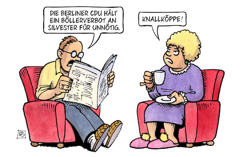 Cartoon: Böllerverbot (medium) by Harm Bengen tagged berliner,cdu,böllerverbot,silvester,knallköppe,harm,bengen,cartoon,karikatur,berliner,cdu,böllerverbot,silvester,knallköppe,harm,bengen,cartoon,karikatur