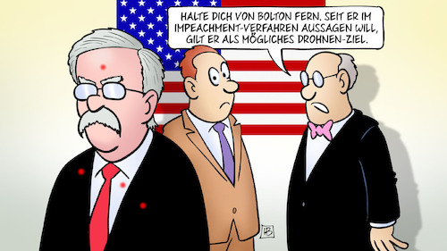 Cartoon: Bolton und Impeachment (medium) by Harm Bengen tagged bolton,sicherheitsberater,impeachment,verfahren,amtsenthebung,aussagen,drohnen,ziel,kriegsgefahr,nah,ost,trump,usa,iran,irak,sanktionen,tötung,ermordung,kassem,soleimani,krieg,harm,bengen,cartoon,karikatur,bolton,sicherheitsberater,impeachment,verfahren,amtsenthebung,aussagen,drohnen,ziel,kriegsgefahr,nah,ost,trump,usa,iran,irak,sanktionen,tötung,ermordung,kassem,soleimani,krieg,harm,bengen,cartoon,karikatur