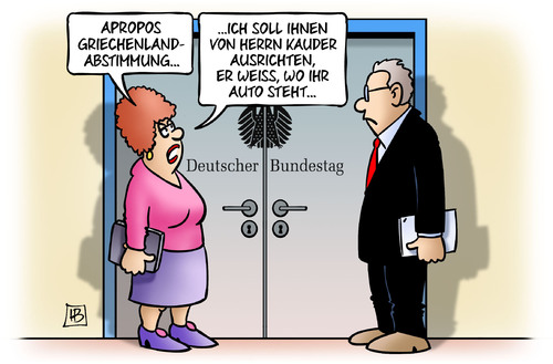 Cartoon: Botschaft von Kauder (medium) by Harm Bengen tagged kauder,abgeordnete,cdu,csu,fraktionszwang,fraktion,drittes,hilfspaket,bundestag,debatte,abstimmung,abweichler,griechenland,rettungspaket,kredite,schulden,eu,rettungsschirm,iwf,ezb,harm,bengen,cartoon,karikatur,kauder,abgeordnete,cdu,csu,fraktionszwang,fraktion,drittes,hilfspaket,bundestag,debatte,abstimmung,abweichler,griechenland,rettungspaket,kredite,schulden,eu,rettungsschirm,iwf,ezb,harm,bengen,cartoon,karikatur