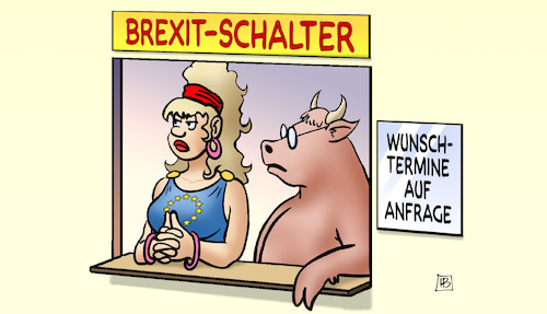 Cartoon: Brexit-Wunschtermine (medium) by Harm Bengen tagged schalter,wunschtermine,stier,brexit,europa,gipfel,uk,gb,abstimmung,austrittstermin,harm,bengen,cartoon,karikatur,schalter,wunschtermine,stier,brexit,europa,gipfel,uk,gb,abstimmung,austrittstermin,harm,bengen,cartoon,karikatur