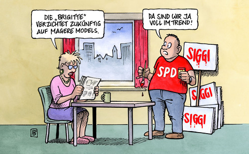 Cartoon: Brigitte (medium) by Harm Bengen tagged brigitte,model,magersucht,spd,siggi,pop,sigmar,gabriel,vorsitzender,partei,zeitung,farbe,pinsel,brigitte,magazin,model,magersucht,spd,siggi,sigmar gabriel,vorsitzender,partei,zeitung,farbe,pinsel,sigmar,gabriel,presse