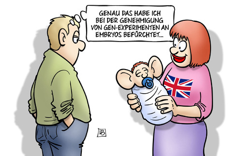 Cartoon: Britische Gen-Experimente (medium) by Harm Bengen tagged großbritannien,genehmigung,gen,experimente,embryos,genmanipulation,forschung,kinder,schwangerschaft,geburt,england,prinz,charles,ohren,vater,mutter,kind,harm,bengen,cartoon,karikatur,großbritannien,genehmigung,gen,experimente,embryos,genmanipulation,forschung,kinder,schwangerschaft,geburt,england,prinz,charles,ohren,vater,mutter,kind,harm,bengen,cartoon,karikatur