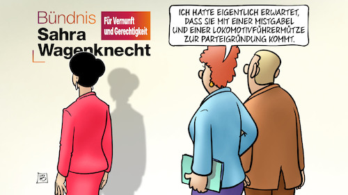 Cartoon: BSW-Partei (medium) by Harm Bengen tagged bündnis,sahra,wagenknecht,bsw,mistgabel,lokomotivführermütze,parteigründung,gdl,streik,bauern,proteste,harm,bengen,cartoon,karikatur,bündnis,sahra,wagenknecht,bsw,mistgabel,lokomotivführermütze,parteigründung,gdl,streik,bauern,proteste,harm,bengen,cartoon,karikatur