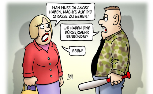 Cartoon: Bürgerwehr (medium) by Harm Bengen tagged bürgerwehr,angst,nachts,strasse,nazi,hooligans,rechts,silvestervorfälle,frauen,übergriffe,sexuelle,belästigung,diebstahl,raub,köln,harm,bengen,cartoon,karikatur,bürgerwehr,angst,nachts,strasse,nazi,hooligans,rechts,silvestervorfälle,frauen,übergriffe,sexuelle,belästigung,diebstahl,raub,köln,harm,bengen,cartoon,karikatur