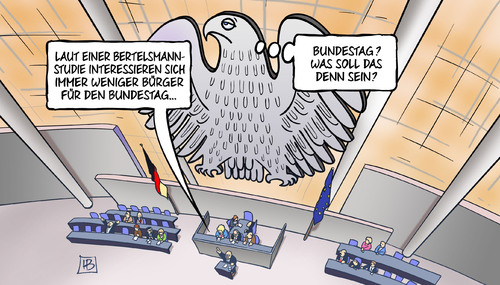 Cartoon: Bundestagsinteresse (medium) by Harm Bengen tagged bertelsmann,studie,interessieren,interesse,desinteresse,bundestag,parlament,adler,bundesadler,harm,bengen,cartoon,karikatur,bertelsmann,studie,interessieren,interesse,desinteresse,bundestag,parlament,adler,bundesadler,harm,bengen,cartoon,karikatur