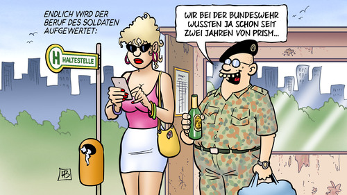 Cartoon: Bundeswehr und PRISM (medium) by Harm Bengen tagged bundeswehr,soldaten,soldat,email,abhören,telefon,wanze,wanzen,computer,prism,tempora,gchq,gb,grossbritannien,deutschland,england,europa,eu,fbi,nsda,nsa,bnd,usa,obama,geheimdienst,server,kommunikationsdaten,zugriff,datenschutz,edward,snowden,whistleblower,guardian,russland,harm,bengen,cartoon,karikatur,bundeswehr,soldaten,soldat,email,abhören,telefon,wanze,wanzen,computer,prism,tempora,gchq,gb,grossbritannien,deutschland,england,europa,eu,fbi,nsda,nsa,bnd,usa,obama,geheimdienst,server,kommunikationsdaten,zugriff,datenschutz,edward,snowden,whistleblower,guardian,russland,harm,bengen,cartoon,karikatur