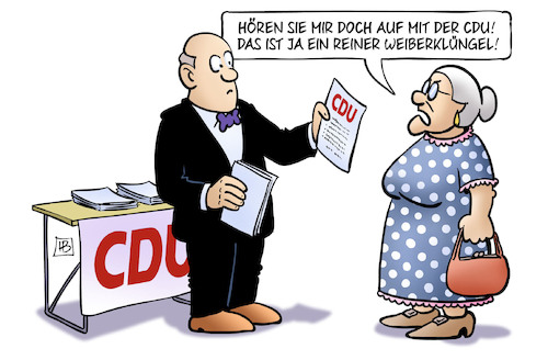 Cartoon: CDU-Klüngel (medium) by Harm Bengen tagged cdu,weiberklüngel,akk,kramp,karrenbauer,von,der,leyen,merkel,susemil,wahlkampfstand,harm,bengen,cartoon,karikatur,cdu,weiberklüngel,akk,kramp,karrenbauer,von,der,leyen,merkel,susemil,wahlkampfstand,harm,bengen,cartoon,karikatur