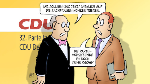 Cartoon: CDU-Sachfragen (medium) by Harm Bengen tagged sachfragen,parteivorsitzende,sache,cdu,parteitag,akk,kramp,karrenbauer,personaldebatte,merz,harm,bengen,cartoon,karikatur,sachfragen,parteivorsitzende,sache,cdu,parteitag,akk,kramp,karrenbauer,personaldebatte,merz,harm,bengen,cartoon,karikatur