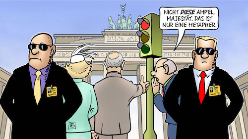 Cartoon: Charles in Berlin (medium) by Harm Bengen tagged ampel,metapher,berlin,brandenburger,tor,flüstern,security,king,könig,charles,iii,besuch,england,gb,uk,camilla,harm,bengen,cartoon,karikatur,ampel,metapher,berlin,brandenburger,tor,flüstern,security,king,könig,charles,iii,besuch,england,gb,uk,camilla,harm,bengen,cartoon,karikatur