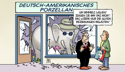 Cartoon: CIA-NSA-Porzellan (medium) by Harm Bengen tagged porzellan,laden,beziehungen,freundschaft,snowden,asyl,cia,nsa,bnd,deutschland,usa,spionage,geheimdienst,untersuchungsausschuss,abhoeren,spitzel,harm,bengen,cartoon,karikatur,porzellan,laden,beziehungen,freundschaft,snowden,asyl,cia,nsa,bnd,deutschland,usa,spionage,geheimdienst,untersuchungsausschuss,abhoeren,spitzel,harm,bengen,cartoon,karikatur