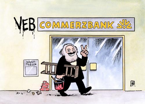 Cartoon: Commerzbank (medium) by Harm Bengen tagged commerzbank,aktien,wirtschaft,krise,bank,veb,verstaatlichung,kredit,rettungsschirm,rettungspaket,übernahme,dresdner,marx,marxismus,commerzbank,bank,banken,geld,finanzen,aktien,börse,krise,wirtschaftskrise,finanzkrise,veb,verstaatlichung,kredit,rettungsschirm,rettungspaket,hilspaket,übernahme,dresdner,marx,marxismus