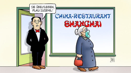 Cartoon: Coronavirus (medium) by Harm Bengen tagged susemil,coronavirus,china,restaurant,krankheit,pandemie,mundschutz,harm,bengen,cartoon,karikatur,susemil,coronavirus,china,restaurant,krankheit,pandemie,mundschutz,harm,bengen,cartoon,karikatur