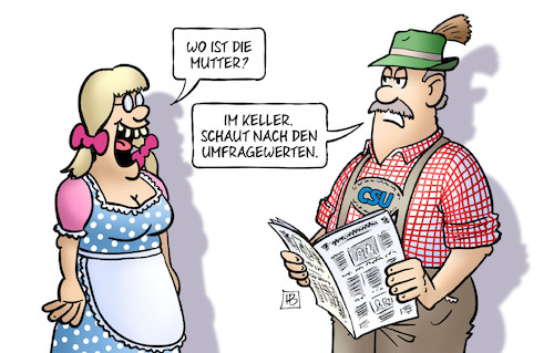 Cartoon: CSU-Werte (medium) by Harm Bengen tagged mutter,bayern,keller,umfragewerte,csu,landtagswahl,vater,tochter,harm,bengen,cartoon,karikatur,mutter,bayern,keller,umfragewerte,csu,landtagswahl,vater,tochter,harm,bengen,cartoon,karikatur