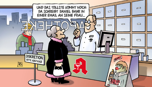 Cartoon: Datenklau Gesundheitsministerium (medium) by Harm Bengen tagged datenklau,datendiebstahl,informationen,it,edv,gesundheitsministerium,gesundheitsminister,daniel,bahr,spionage,skandal,lobbyismus,lobbyverband,lobby,apotheke,apotheker,apothekerverband,harm,bengen,cartoon,karikatur,datenklau,datendiebstahl,informationen,it,edv,gesundheitsministerium,gesundheitsminister,daniel,bahr,spionage,skandal,lobbyismus,lobbyverband,lobby,apotheke,apotheker,apothekerverband,harm,bengen,cartoon,karikatur