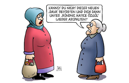 Cartoon: DAVA (medium) by Harm Bengen tagged dava,bündnis,hatice,özgül,abspalten,susemil,türkei,partei,wahlen,bsw,harm,bengen,cartoon,karikatur,dava,bündnis,hatice,özgül,abspalten,susemil,türkei,partei,wahlen,bsw,harm,bengen,cartoon,karikatur