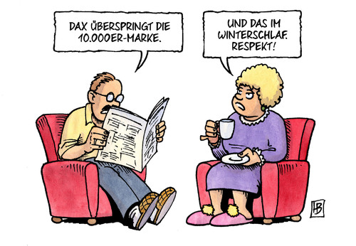 Cartoon: Dax über 10000 (medium) by Harm Bengen tagged dax,börse,geld,wirtschaft,aktien,dachs,winterschlaf,respekt,zeitung,harm,bengen,cartoon,karikatur,dax,börse,geld,wirtschaft,aktien,dachs,winterschlaf,respekt,zeitung,harm,bengen,cartoon,karikatur