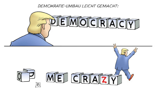 Cartoon: Demokratie-Umbau (medium) by Harm Bengen tagged conversion,democracy,reconstruction,trump,usa,letters,cube,crazy,caricature,demokratie,umbau,buchstaben,würfel,verrückt,harm,bengen,cartoon,karikatur,conversion,democracy,reconstruction,trump,usa,letters,cube,crazy,caricature,demokratie,umbau,buchstaben,würfel,verrückt,harm,bengen,cartoon,karikatur