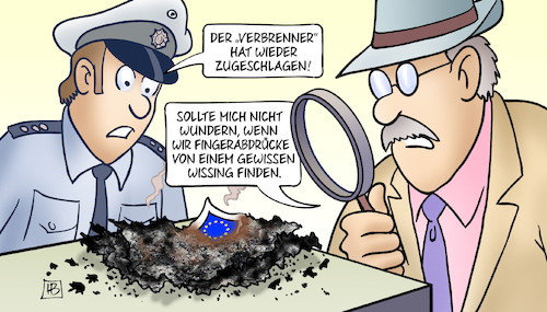 Cartoon: Der Verbrenner (medium) by Harm Bengen tagged verbrenner,wissing,verkehrsminister,fdp,kfz,umweltschutz,klimawandel,fingerabdrücke,polizei,lupe,asche,feuer,eu,europa,verbrannt,harm,bengen,cartoon,karikatur,verbrenner,wissing,verkehrsminister,fdp,kfz,umweltschutz,klimawandel,fingerabdrücke,polizei,lupe,asche,feuer,eu,europa,verbrannt,harm,bengen,cartoon,karikatur