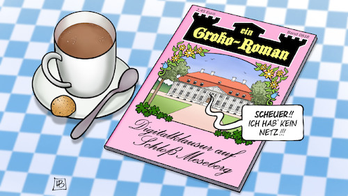 Cartoon: Digitalklausur Meseberg (medium) by Harm Bengen tagged digitalklausur,schloss,meseberg,scheuer,netzausbau,digitalisierung,groko,groschenroman,harm,bengen,cartoon,karikatur,digitalklausur,schloss,meseberg,scheuer,netzausbau,digitalisierung,groko,groschenroman,harm,bengen,cartoon,karikatur