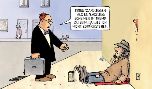 Cartoon: Direktzahlungen (medium) by Harm Bengen tagged direktzahlungen,entlastungspaket,trend,armut,bettler,spenden,soziales,harm,bengen,cartoon,karikatur,direktzahlungen,entlastungspaket,trend,armut,bettler,spenden,soziales,harm,bengen,cartoon,karikatur