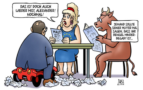 Cartoon: Dobrindt-Nachsitzen (medium) by Harm Bengen tagged dobrindt,nachsitzen,maut,eu,europa,stier,kind,gesetz,harm,bengen,cartoon,karikatur,dobrindt,nachsitzen,maut,eu,europa,stier,kind,gesetz,harm,bengen,cartoon,karikatur