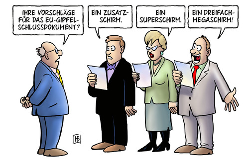 Cartoon: Dreifach-Megaschirm (medium) by Harm Bengen tagged schirm,rettungsschirm,megaschirm,rating,ratingagentur,euro,eurogipfel,gipfel,eurokrise,euroschulden,euroschuldenkrise,europa,krise,merkel,sarkozy,treffen,schirm,rettungsschirm,rating,ratingagentur,eurogipfel,gipfel,eurokrise,euro,euroschuldenkrise