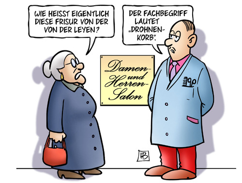 Cartoon: Drohnen-Korb (medium) by Harm Bengen tagged frisoer,frisur,salon,haare,von,der,leyen,verteidigunsministerin,bundesregierung,bundeswehr,auslandseinsaetze,bewaffnete,drohnen,drohne,harm,bengen,cartoon,karikatur,frisoer,frisur,salon,haare,von,der,leyen,verteidigunsministerin,bundesregierung,bundeswehr,auslandseinsaetze,bewaffnete,drohnen,drohne,harm,bengen,cartoon,karikatur