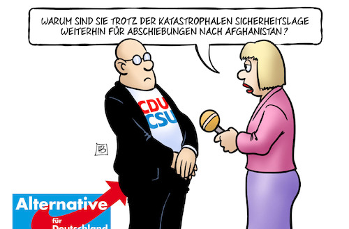 Cartoon: Druck auf Union (medium) by Harm Bengen tagged druck,union,cdu,csu,afd,sicherheitslage,abschiebungen,afghanistan,interview,stachel,bundestagswahl,harm,bengen,cartoon,karikatur,druck,union,cdu,csu,afd,sicherheitslage,abschiebungen,afghanistan,interview,stachel,bundestagswahl,harm,bengen,cartoon,karikatur