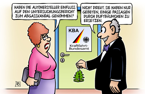 Cartoon: Duftbäumchen (medium) by Harm Bengen tagged autohersteller,einfluss,untersuchungsbericht,lobby,abgasskandal,duftbäumchen,verkehrsminister,kraftfahrtbundesamt,harm,bengen,cartoon,karikatur,autohersteller,einfluss,untersuchungsbericht,lobby,abgasskandal,duftbäumchen,verkehrsminister,kraftfahrtbundesamt,harm,bengen,cartoon,karikatur