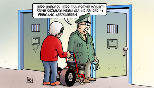 Cartoon: Ecclestone vor Gericht (medium) by Harm Bengen tagged justiz,gericht,urteil,gefaengnis,knast,hoeneß,hoeness,freigang,fahrer,sozialstunden,ecclestone,karikatur,cartoon,bengen,harm,fussball,motorsport,autorennen,rennen,formel1,steuerhinterziehung,bestechung,ecclestone,sozialstunden,fahrer,freigang,hoeness,hoeneß,knast,gefaengnis,urteil,gericht,justiz,bestechung,steuerhinterziehung,formel1,rennen,autorennen,motorsport,fussball,harm,bengen,cartoon,karikatur