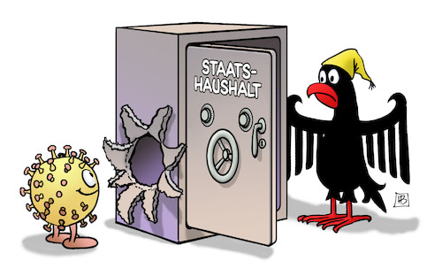 Cartoon: Einbruch im Staatshaushalt (medium) by Harm Bengen tagged staatshaushalt,einbruch,safe,corona,virus,adler,bundesadler,harm,bengen,cartoon,karikatur,staatshaushalt,einbruch,safe,corona,virus,adler,bundesadler,harm,bengen,cartoon,karikatur