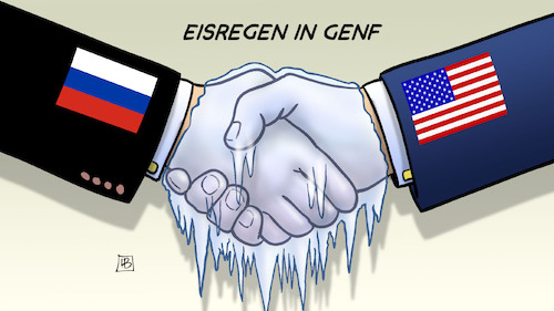 Cartoon: Eisregen in Genf (medium) by Harm Bengen tagged eisregen,genf,ukraine,usa,russland,lawrow,blinken,treffen,kalter,krieg,harm,bengen,cartoon,karikatur,eisregen,genf,ukraine,usa,russland,lawrow,blinken,treffen,kalter,krieg,harm,bengen,cartoon,karikatur