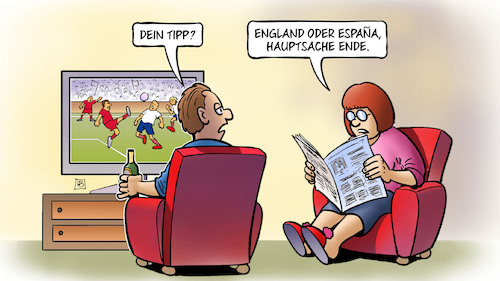 Cartoon: EM-Tipp (medium) by Harm Bengen tagged tipp,espana,hauptsache,ende,tv,england,spanien,em,fussball,harm,bengen,cartoon,karikatur,tipp,espana,hauptsache,ende,tv,england,spanien,em,fussball,harm,bengen,cartoon,karikatur