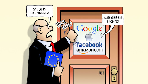 Cartoon: EU-Digitalsteuer (medium) by Harm Bengen tagged eu,europa,digitalsteuer,steuerfahndung,internetkonzerne,google,apple,facebook,amazon,harm,bengen,cartoon,karikatur,eu,europa,digitalsteuer,steuerfahndung,internetkonzerne,google,apple,facebook,amazon,harm,bengen,cartoon,karikatur