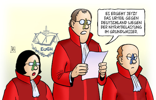 Cartoon: EuGH und Nitrat (medium) by Harm Bengen tagged eugh,gerichtshof,urteil,deutschland,nitratbelastung,grundwasser,landwirtschaft,gülle,wäscheklammer,harm,bengen,cartoon,karikatur,eugh,gerichtshof,urteil,deutschland,nitratbelastung,grundwasser,landwirtschaft,gülle,wäscheklammer,harm,bengen,cartoon,karikatur