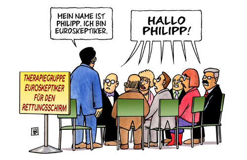 Cartoon: Euroskeptiker (medium) by Harm Bengen tagged euroskeptiker,therapie,therapiegruppe,wirtschaftsminister,rösler,merkel,kanzler,kanzlerin,kanzlermehrheit,rettungsschirm,abstimmung,bundestag,esfs,euro,eurokrise,koalition,streit,euroskeptiker,therapie,therapiegruppe,wirtschaftsminister,merkel,kanzler,kanzlerin,kanzlermehrheit